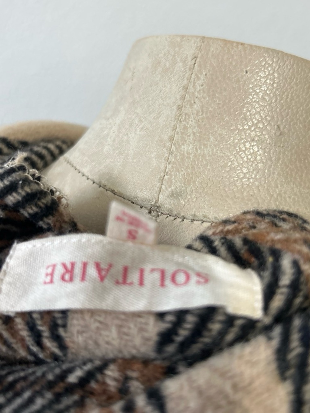 Solitaire Beige Plaid Slip-On Mules